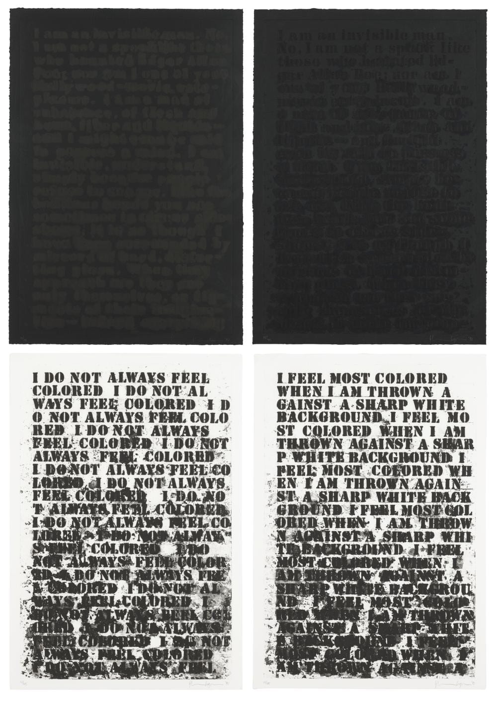 glenn ligon b 1960 untitled four etchings each image 23 x 15 7 8 · Christie's · 2025-10-24 Glenn Ligon comparable auction result: glenn ligon b 1960 untitled four etchings each image 23 x 15 7 8