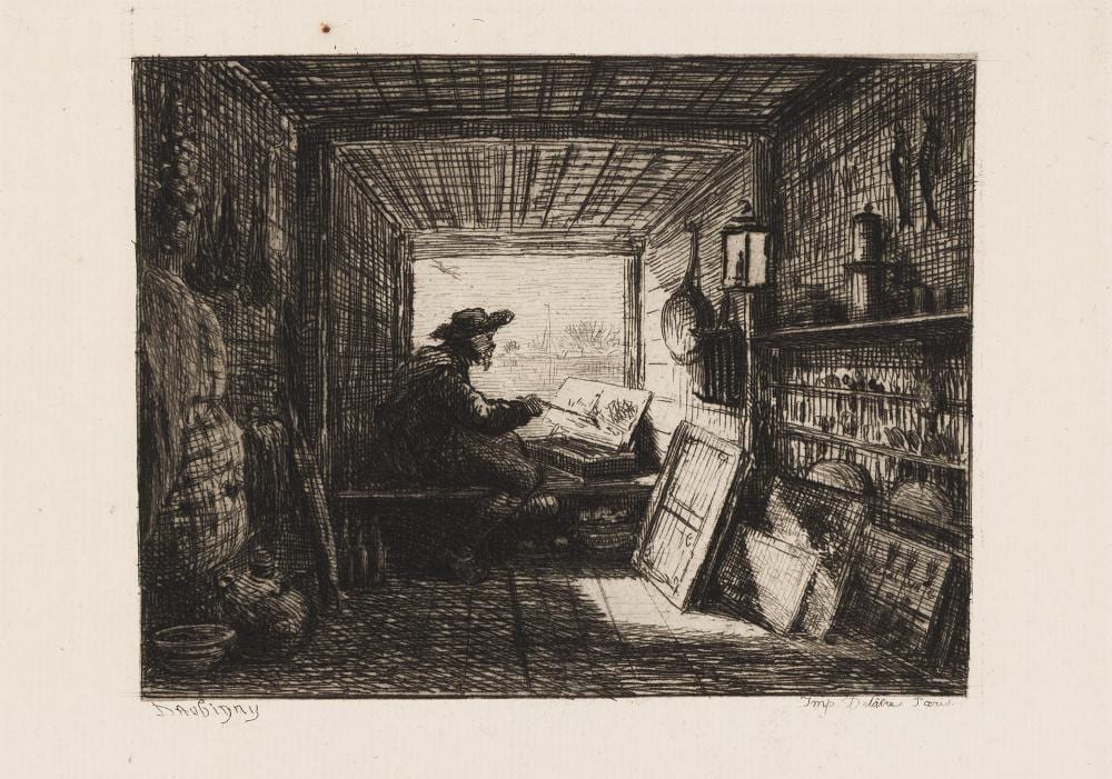 Charles-François Daubigny comparable auction result: charles fran ois daubigny 1817 1878 le bateau atelier 1861