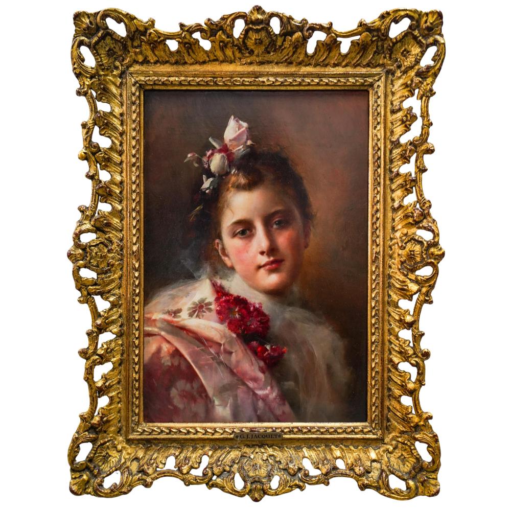 Gustave Jean Jacquet comparable auction result: gustave jean jacquet french 1846 oil on board portrait painting