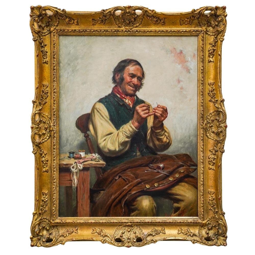 Edwin Roberts comparable auction result: edwin roberts english 1840 1917 tailor portrait oil painting