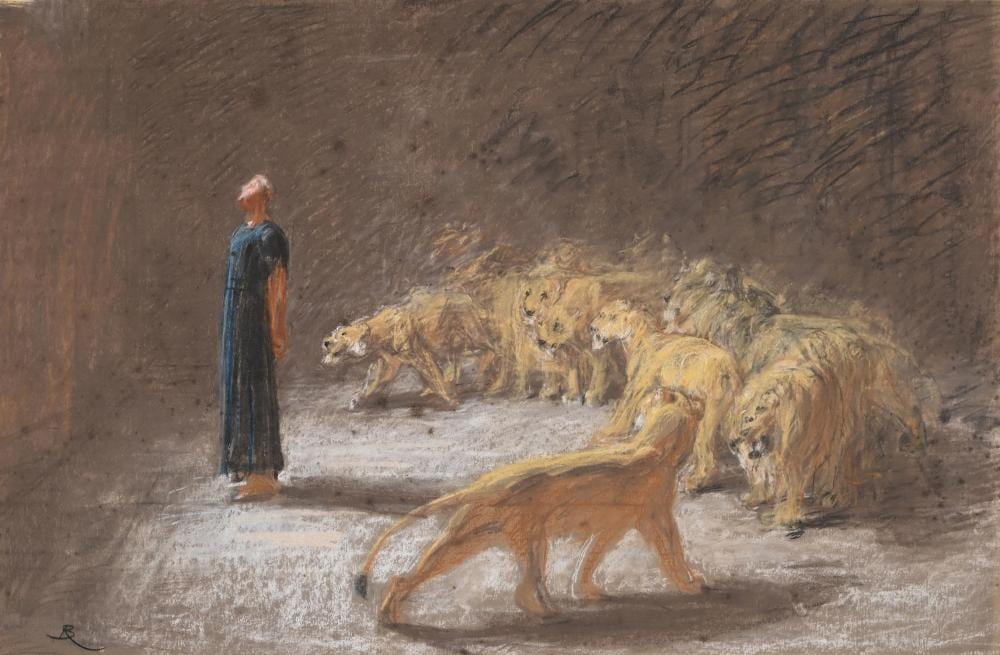 Briton Rivière comparable auction result: briton rivi re british 1840 1920 sketch for daniel s answer to the king