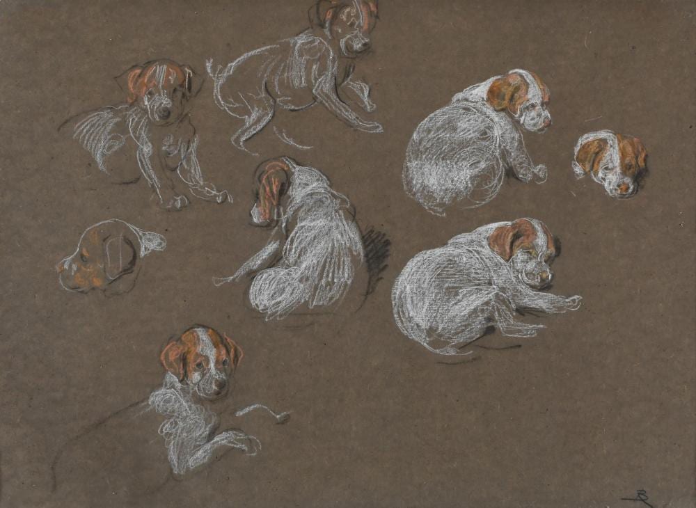 Briton Rivière comparable auction result: briton rivi re british 1840 1920 sketch of a puppy together with a lithograph 2