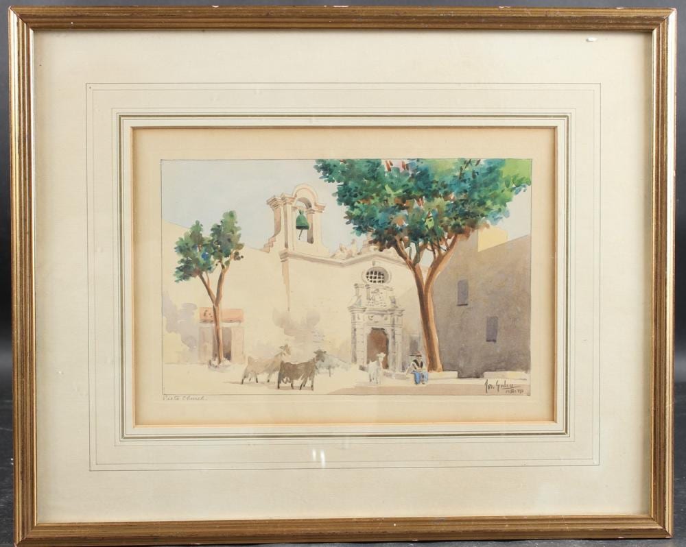 Joseph Galea comparable auction result: joseph galea 1904 1985 pieta church malta watercolour signed 19 x 29cm