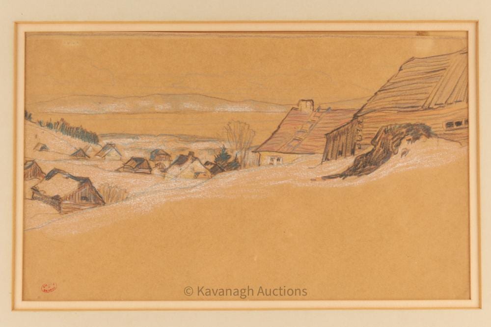 Clarence Alphonse Gagnon comparable auction result: clarence alphonse gagnon canada 1881 1942 landscape pencil drawing