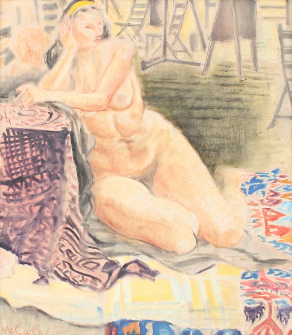Francis McCarthy comparable auction result: francis mccarthy 1923 2005 seated nude woman oil on canvas