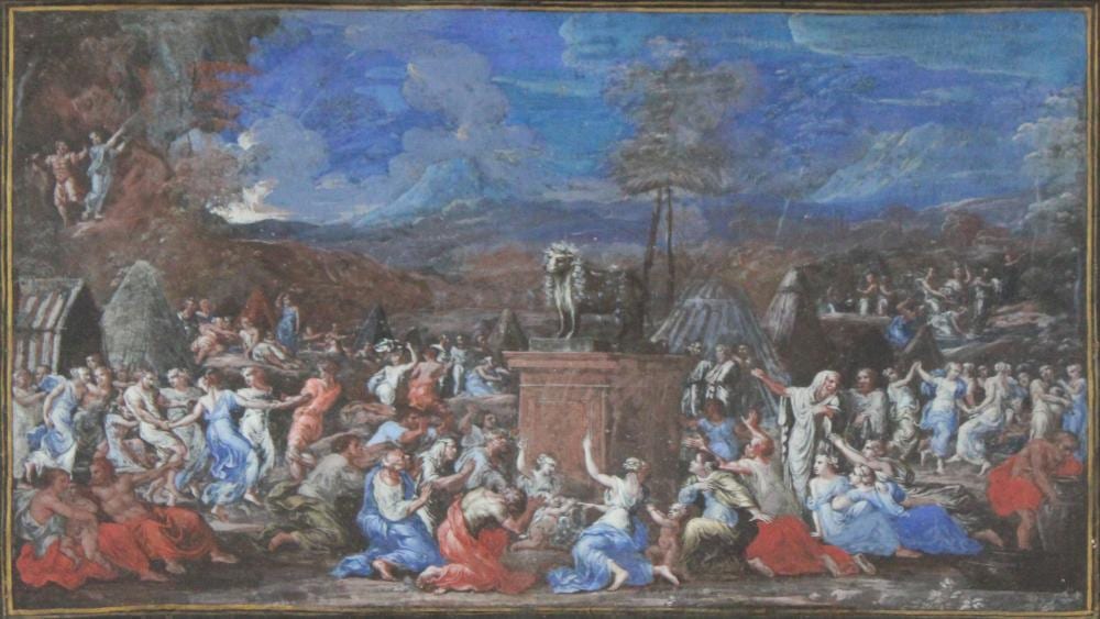 Filippo Lauri comparable auction result: filippo lauri 1623 1694 golden calf paint on board