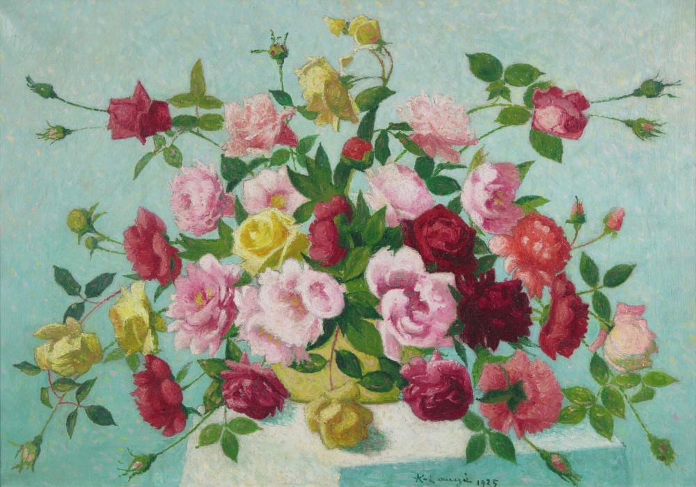 Achille Laugé comparable auction result: achille laug french 1861 1944 gerbe de fleurs roses 1925