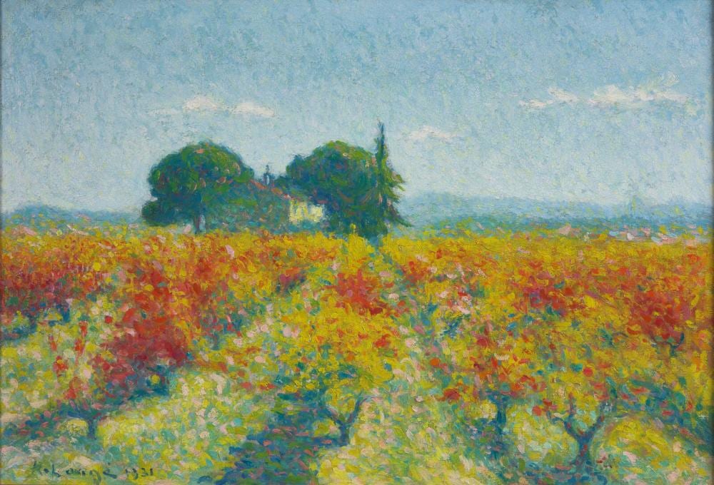 Achille Laugé comparable auction result: achille laug french 1861 1944 cailhau vignes en automne devant notre dame des pr s 1931