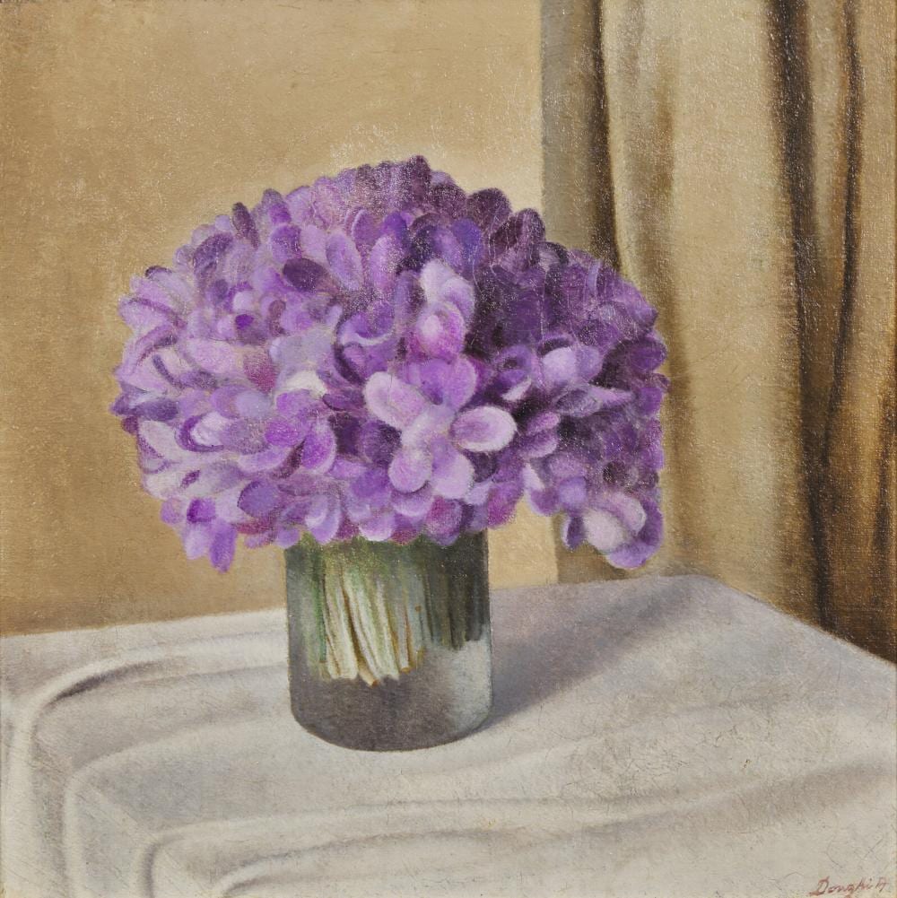 Antonio Donghi comparable auction result: antonio donghi italian 1897 1963 viole nel vaso violets in a vase circa 1923