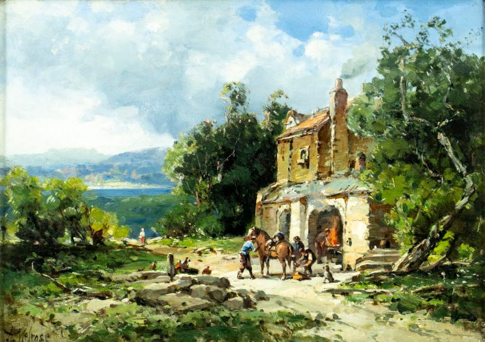 Andrew W. Melrose comparable auction result: andrew melrose nj ca 1836 1901 oil painting antique