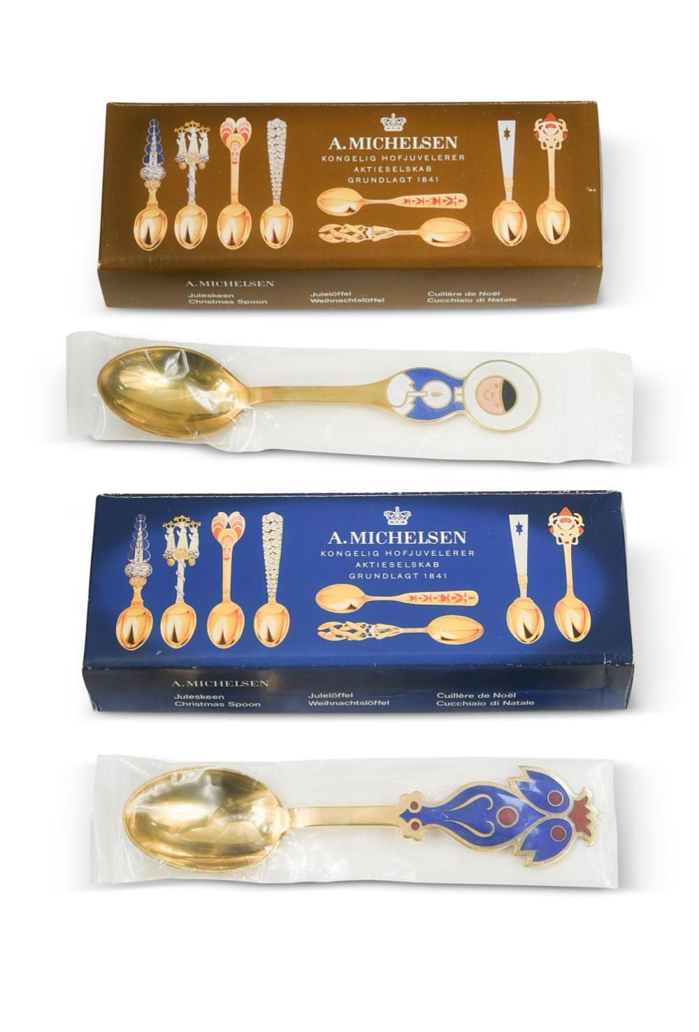 Anton Michelsen comparable auction result: anton michelsen two silver gilt and enamel spoons