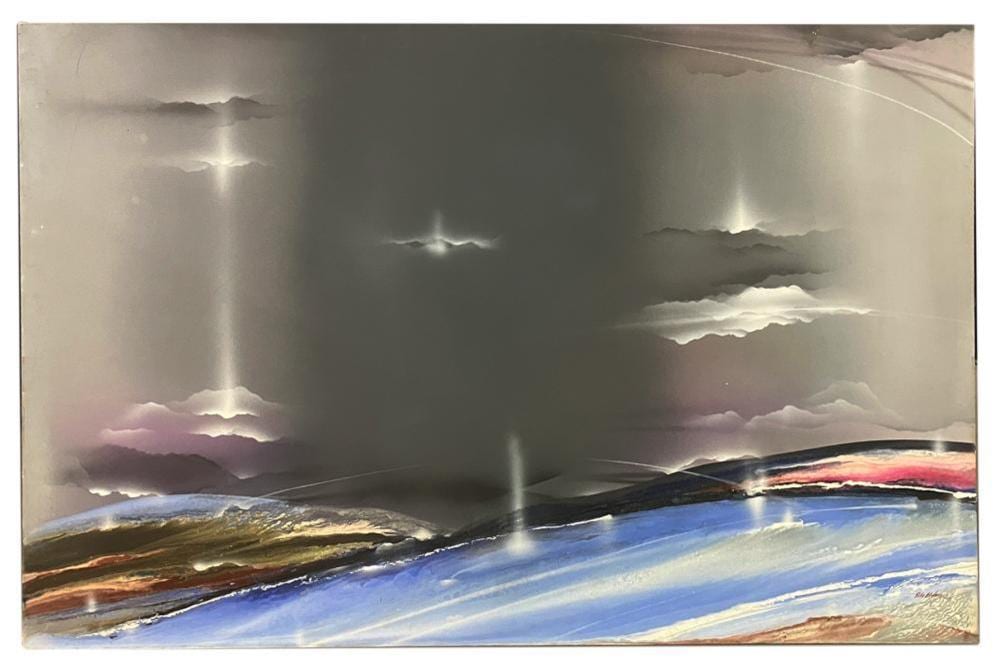 Elba Alvarez comparable auction result: elba alvarez modern shore view oil on canvas