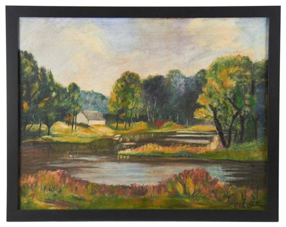 Emil Carlsen comparable auction result: emil carlsen landscape river view oil on canvas