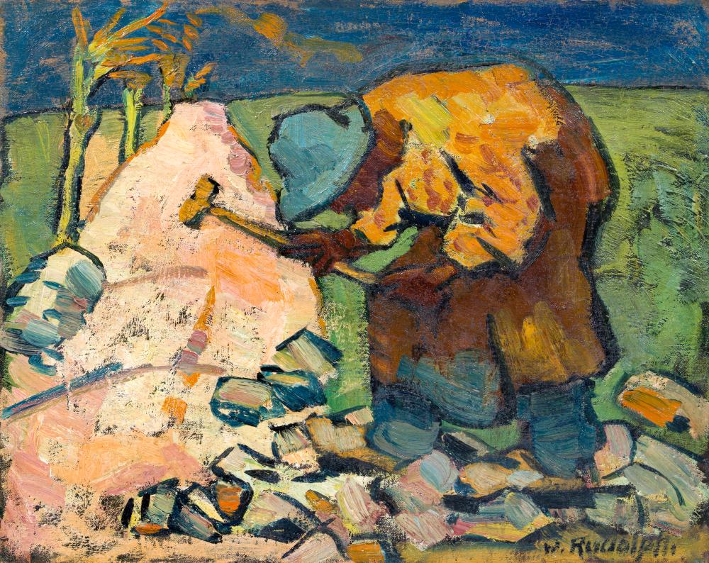 Wilhelm Rudolph, Straßenarbeiter. Um 1919. sold by Schmidt Kunstauktionen Dresden OHG, lot 99 — auction record photograph