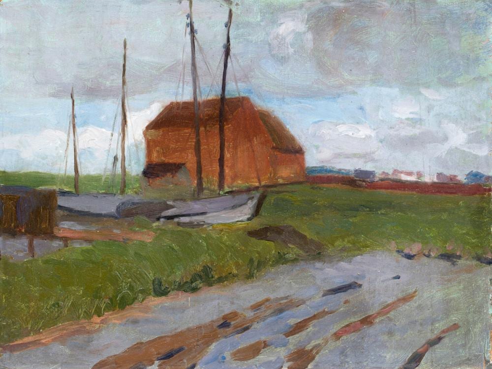 Carl Vinnen comparable auction result: carl vinnen zugeschr landschaft and der weserm ndung um 1912