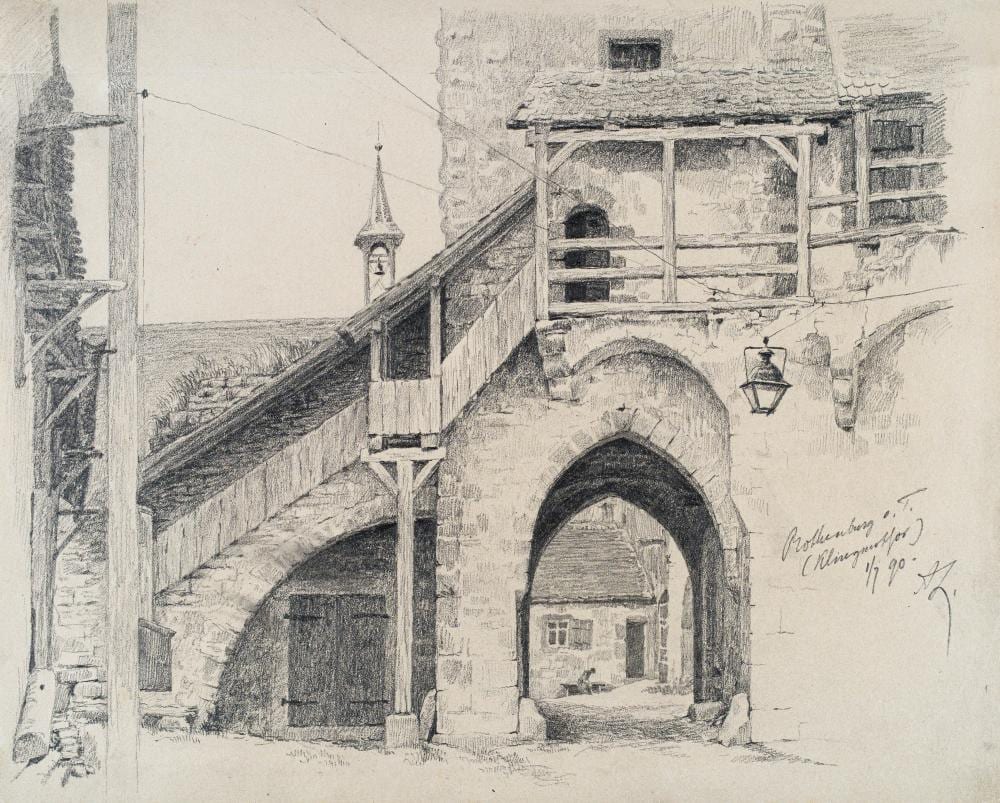 Ascan Lutteroth comparable auction result: ascan lutteroth das klingentor in rothenburg ob der tauber 1890