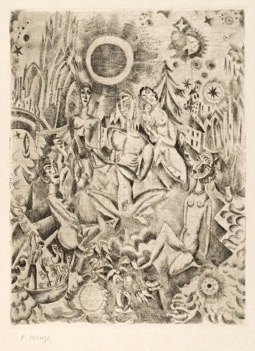 Carl Mense comparable auction result: carlo mense andacht 1919