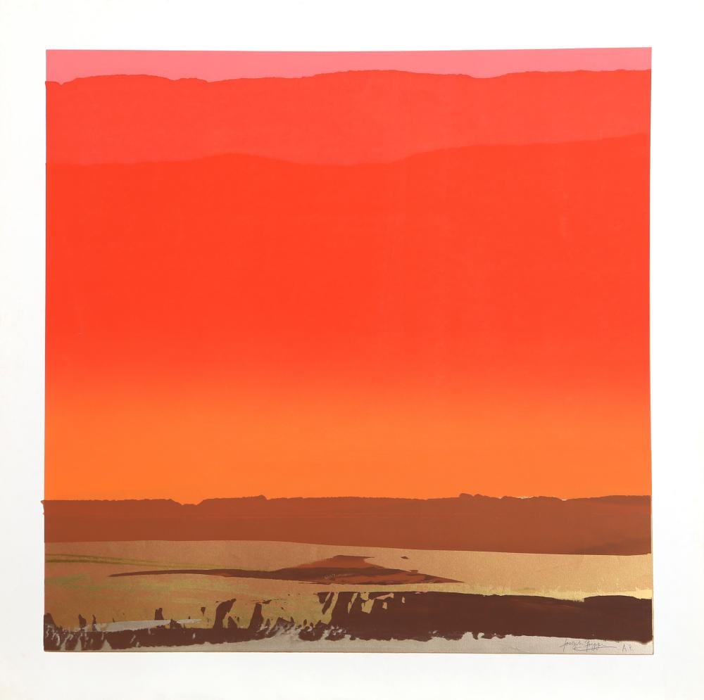 Joseph Grippi comparable auction result: joseph grippi red landscape screenprint