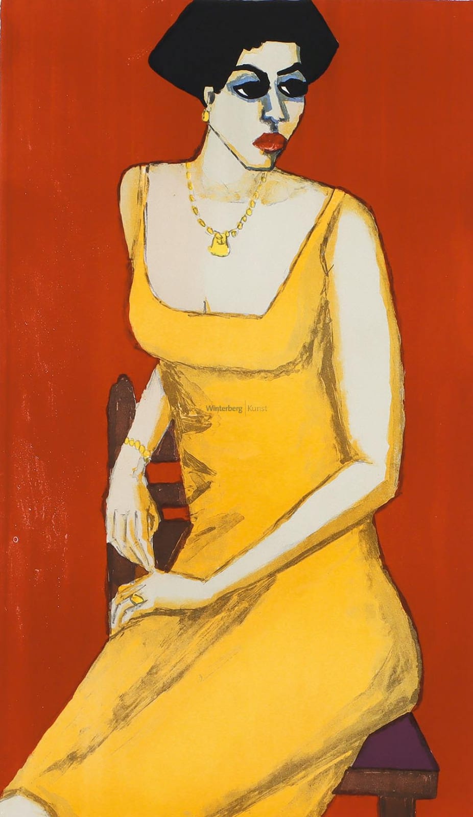 Gernot Kissel comparable auction result: gernot kissel sitzende dame in gelbem kleid