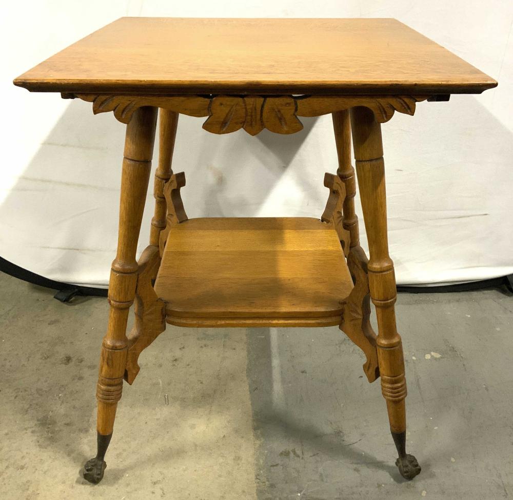 Antq Victorian Oak Ball & Claw Foot Parlor Table sold by The Benefit Shop Foundation Inc., lot 268 — auction record photograph