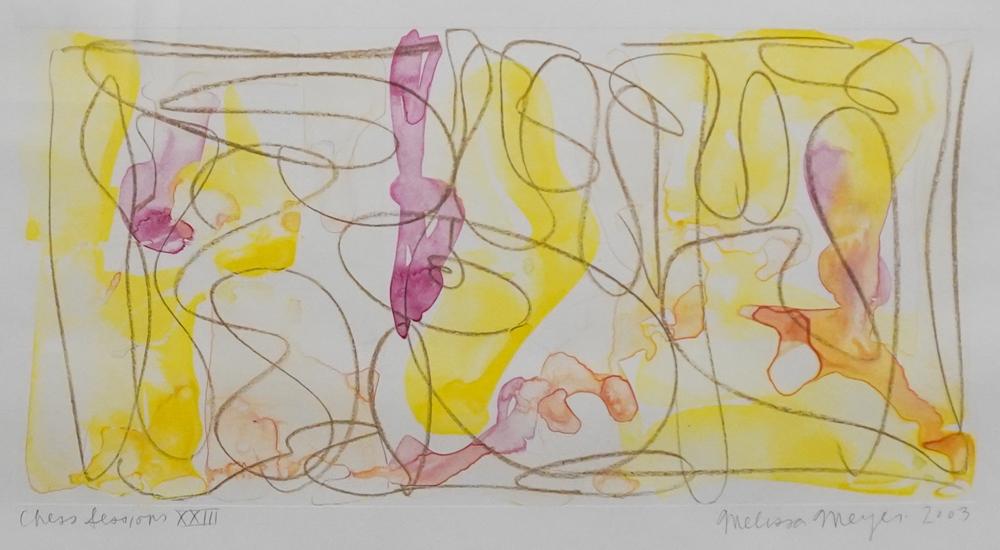 Melissa Meyer comparable auction result: melissa meyer american b 1946 chess sessions xxiii watercolor and pastel on paper frame 18 3 4 x 27 3 4 in 47 6 x 70 5 cm