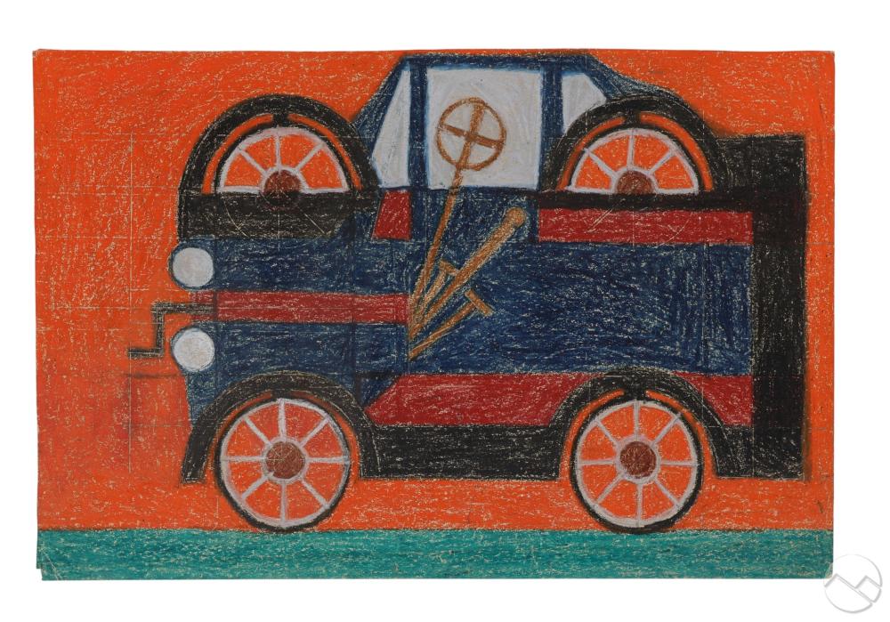 Eddie Arning comparable auction result: eddie arning 1898 1993 outsider crayon drawing