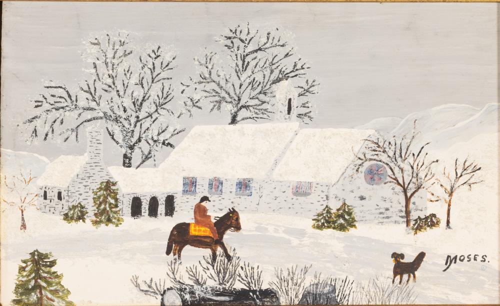 Anna Mary Moses comparable auction result: grandma moses ny va 1860 1961 no game o b