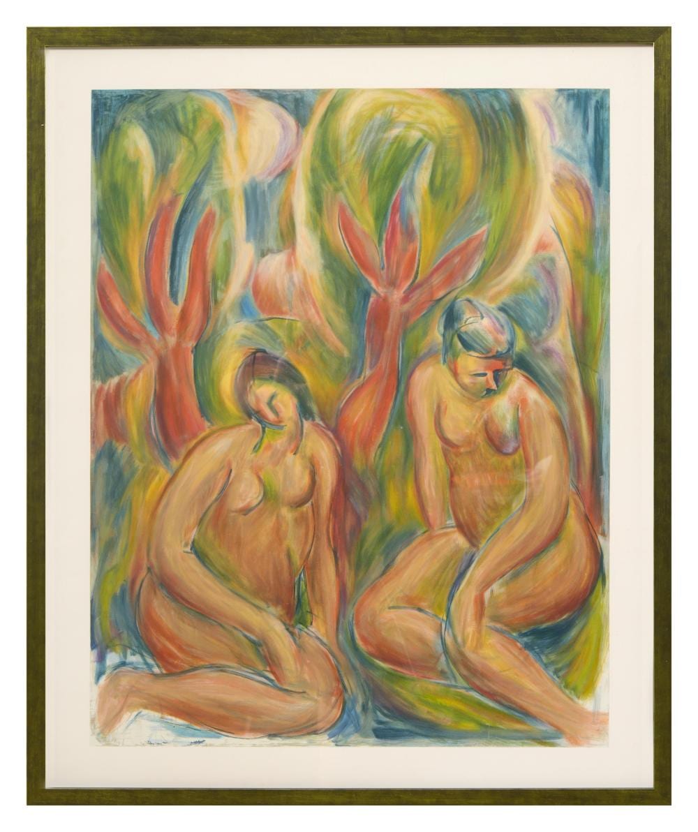 Bob Guccione comparable auction result: bob guccione american 1930 2010 two nudes in the forest sight h 27 1 2 in w 22 in framed h 33 in w 27 3 8 in