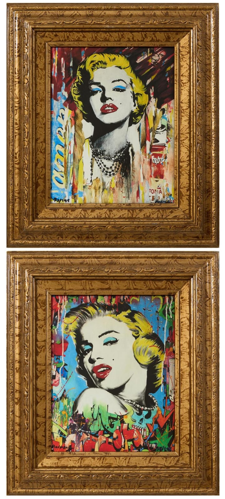 nastya rovenskaya russian b 1976 marilyn monroe and marilyn monroe with soup can each h 10 in w 8 in framed h 15 1 4 in w 13 1 4 in 2 pcs · Crescent City Auction Gallery · 2025-11-06 Nastya Rovenskaya comparable auction result: nastya rovenskaya russian b 1976 marilyn monroe and marilyn monroe with soup can each h 10 in w 8 in framed h 15 1 4 in w 13 1 4 in 2 pcs