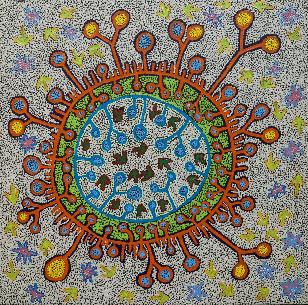 NYANU JENNY KEN comparable auction result: nyanu jenny ken mingkiri cave site acrylic on linen 102cm x 101cm