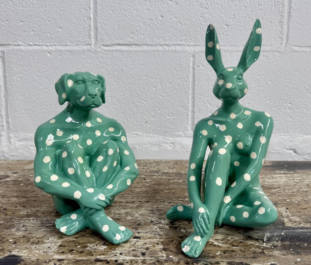 Gillie & Marc comparable auction result: splash pop mini rabbit woman and dogman by gillie and marc