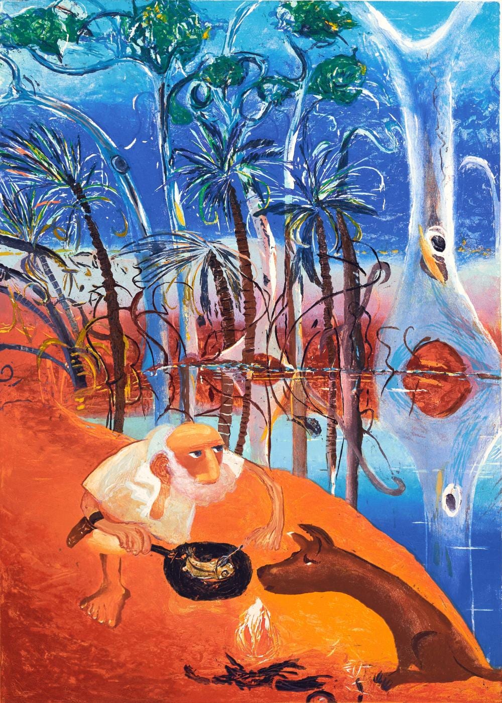 Helen Norton comparable auction result: helen norton 1961 cooking the catch 2001 collagraph edition of 70 unframed 90 x 64 5 cm sheet 102 x 76 5 cm signed and dated lower right