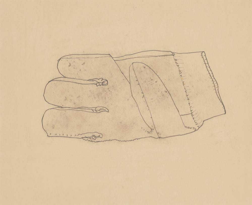 prunella clough 1919 1999 glove pencil on paper10 x 12 in 26 x 3 · Christie's · 2025-10-23 Prunella Clough comparable auction result: prunella clough 1919 1999 glove pencil on paper10 x 12 in 26 x 3