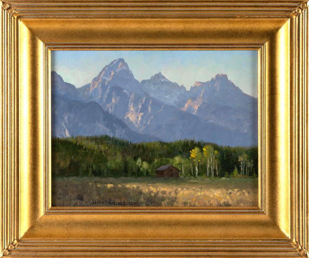 Jim Wilcox comparable auction result: jim wilcox wyoming 1941 precocious aspens at cottonwood creek oil on board 12 x 16 framed 18 5 x 22 5