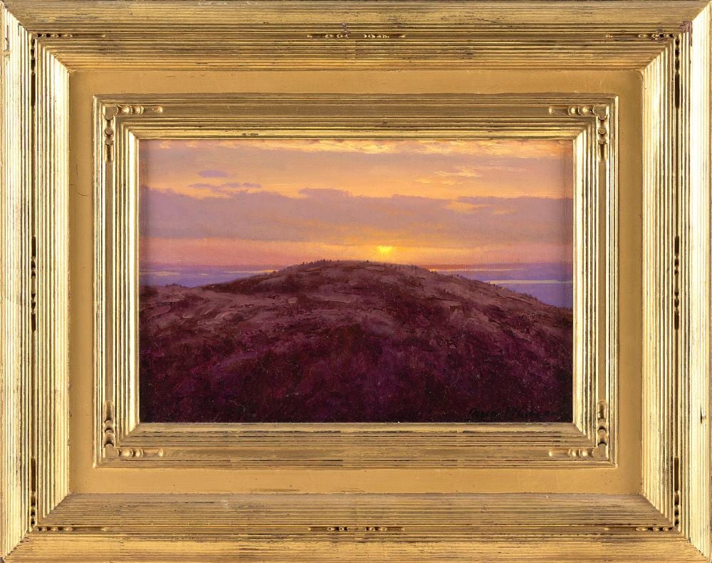 Joseph McGurl comparable auction result: joseph mcgurl massachusetts 1958 sunset from acadia maine oil on board 8 x 12 framed 14 75 x 18 75