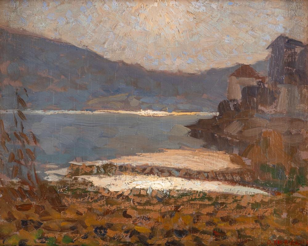 Oreste Albertini comparable auction result: oreste albertini certosa di pavia 1887 besano 1953 lakeside landscape