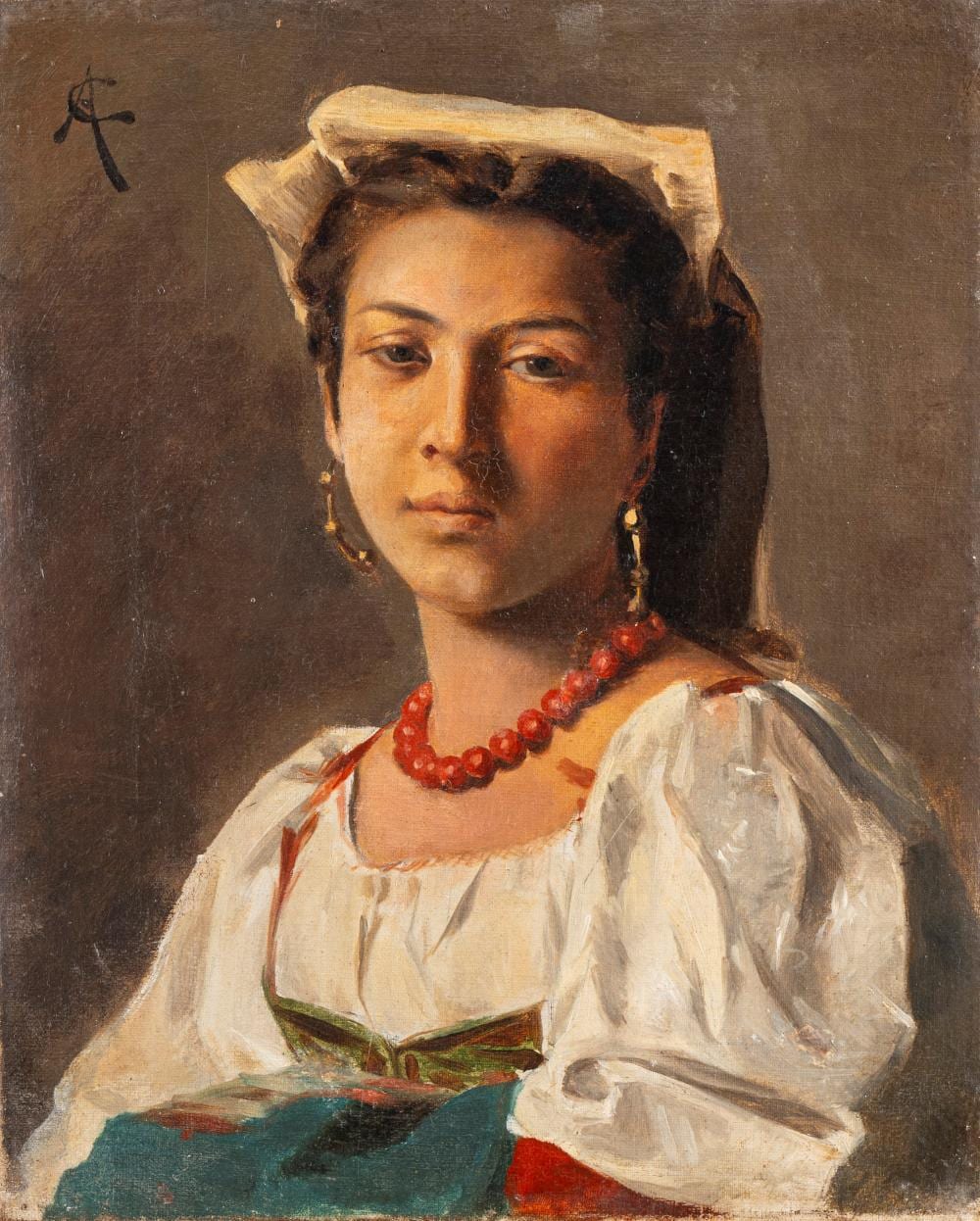 Amos Cassioli comparable auction result: amos cassioli asciano 1832 firenze 1891 young woman from ciociaria
