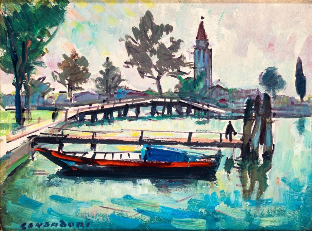Silvio Consadori comparable auction result: silvio consadori brescia 1909 burano 1994 burano ponte lungo