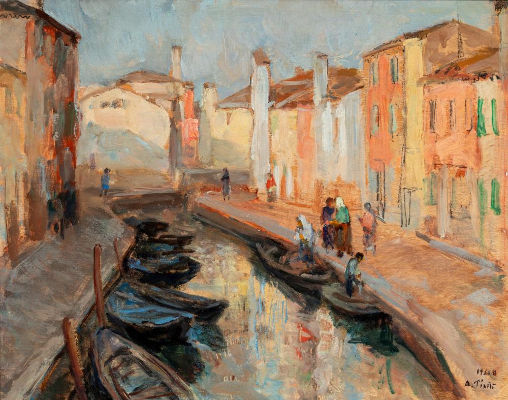 Antonio (1875) Piatti comparable auction result: antonio piatti viggi 1875 1962 canal in burano 1940