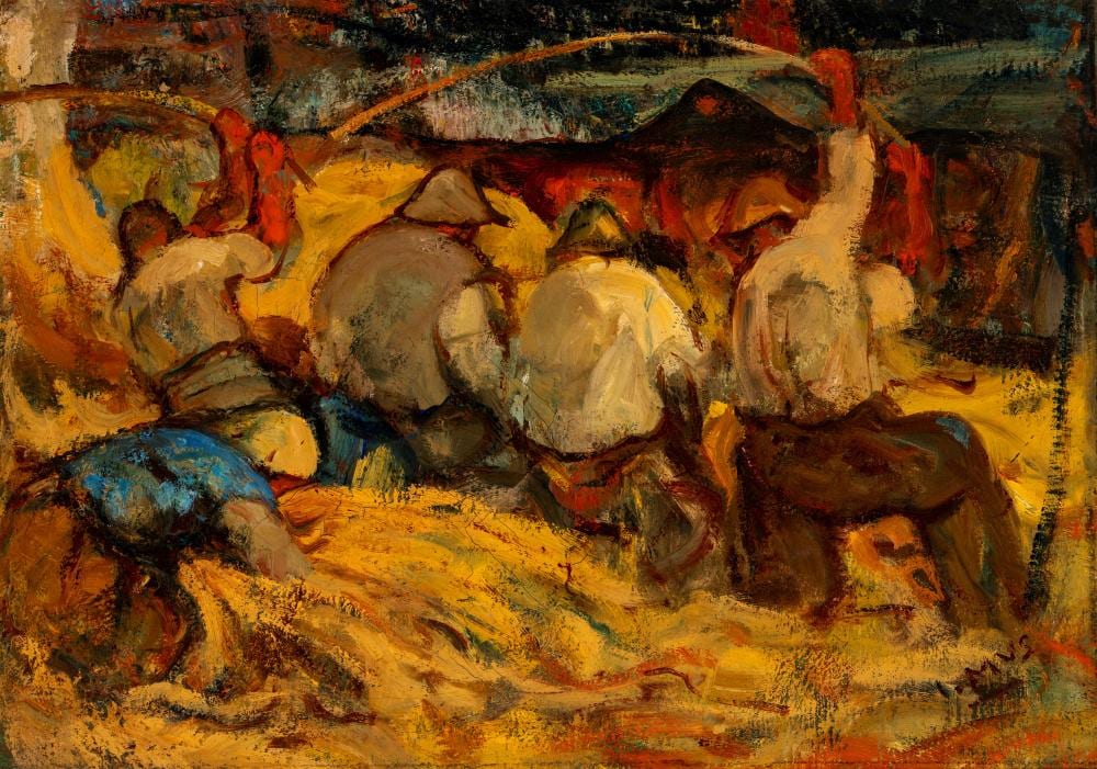 Italo Mus comparable auction result: italo mus chatillon 1892 saint vincent 1967 grain workers