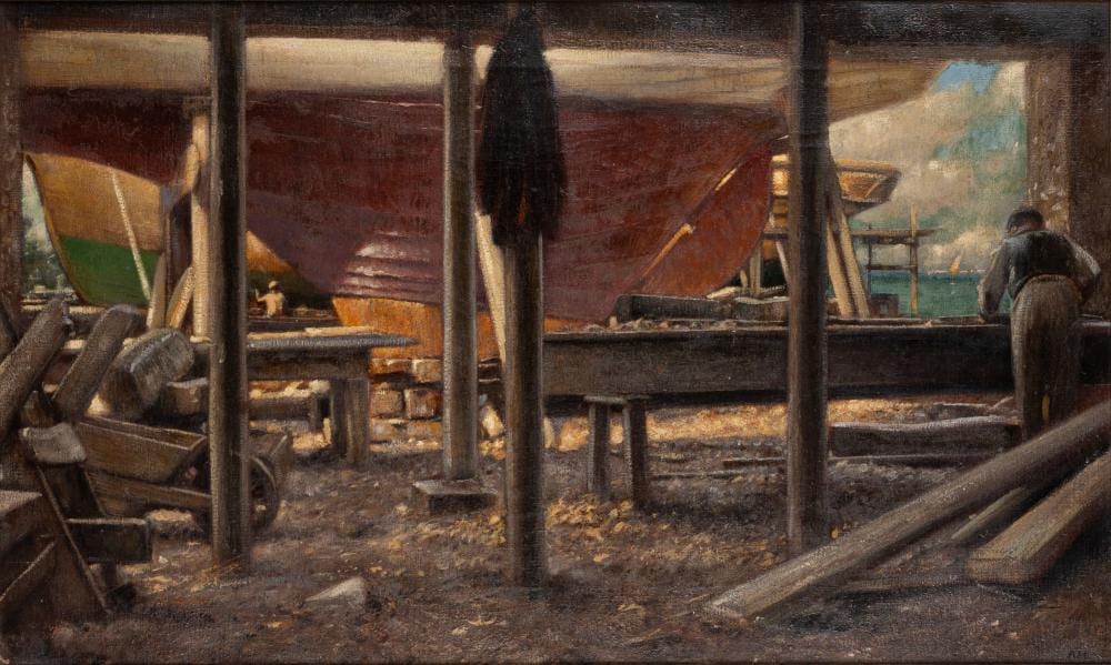 Adolf Hirémy-Hirschl comparable auction result: adolf hir my hirschl temesvar 1860 roma 1933 shipyard