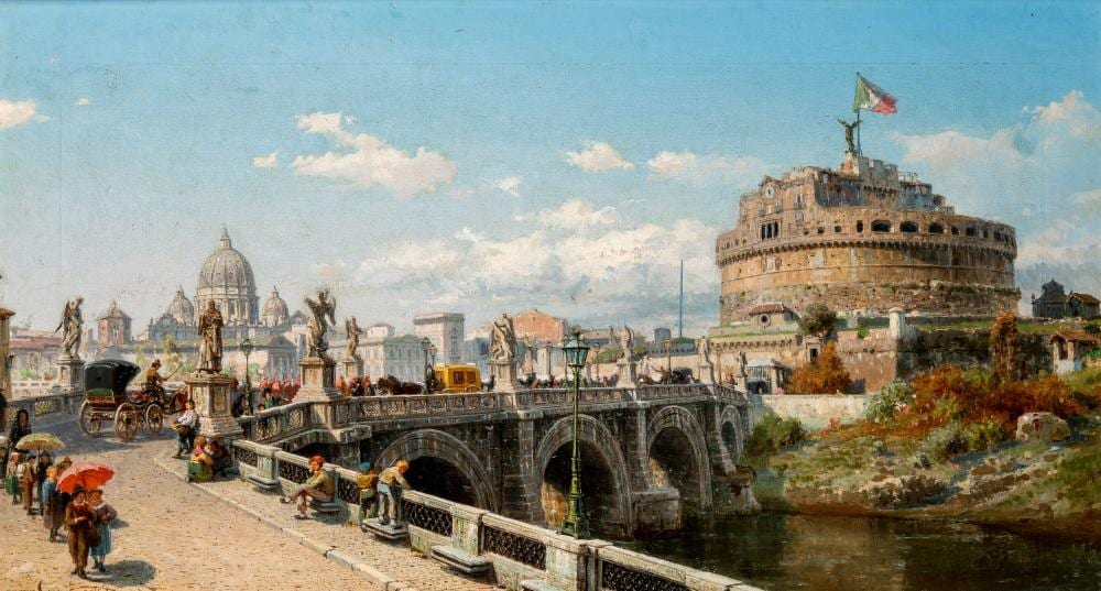 Ercole Calvi comparable auction result: ercole calvi verona 1824 1900 rome view of castel sant angelo