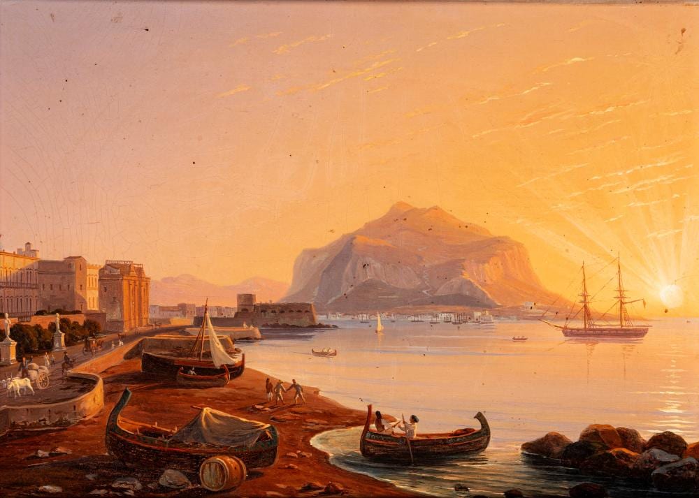 Carl Wilhelm Götzloff comparable auction result: carl wilhelm g tzloff dresda 1799 napoli 1866 view of palermo with monte pellegrino