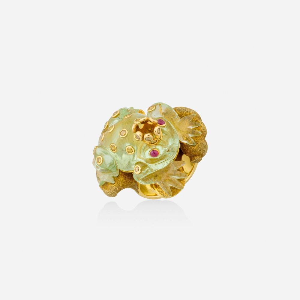 Andreas von Zadora-Gerlof comparable auction result: andreas von zadora gerlof frog king multi gem diamond and gold ring