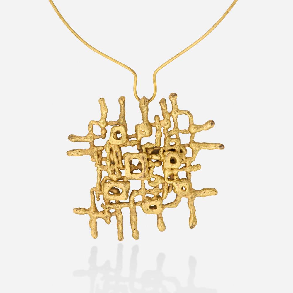 Ibram Lassaw comparable auction result: ibram lassaw gold plated bronze pendant necklace