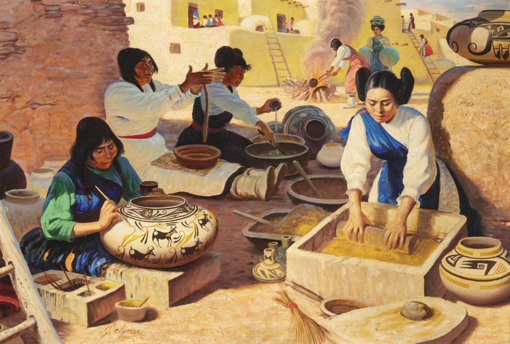 John Ford Clymer comparable auction result: john ford clymer application of pigments in early hopi pottery making