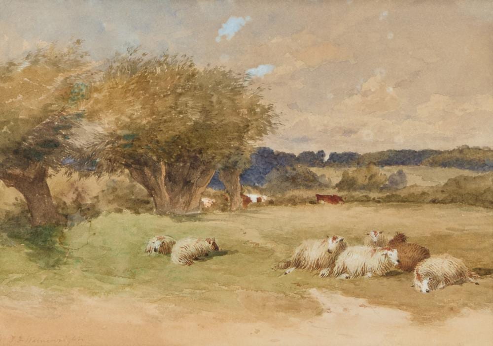 Thomas Francis Wainewright comparable auction result: thomas francis wainewright circa 1815 1887 cattle in a river and sheep in a meadow a pair