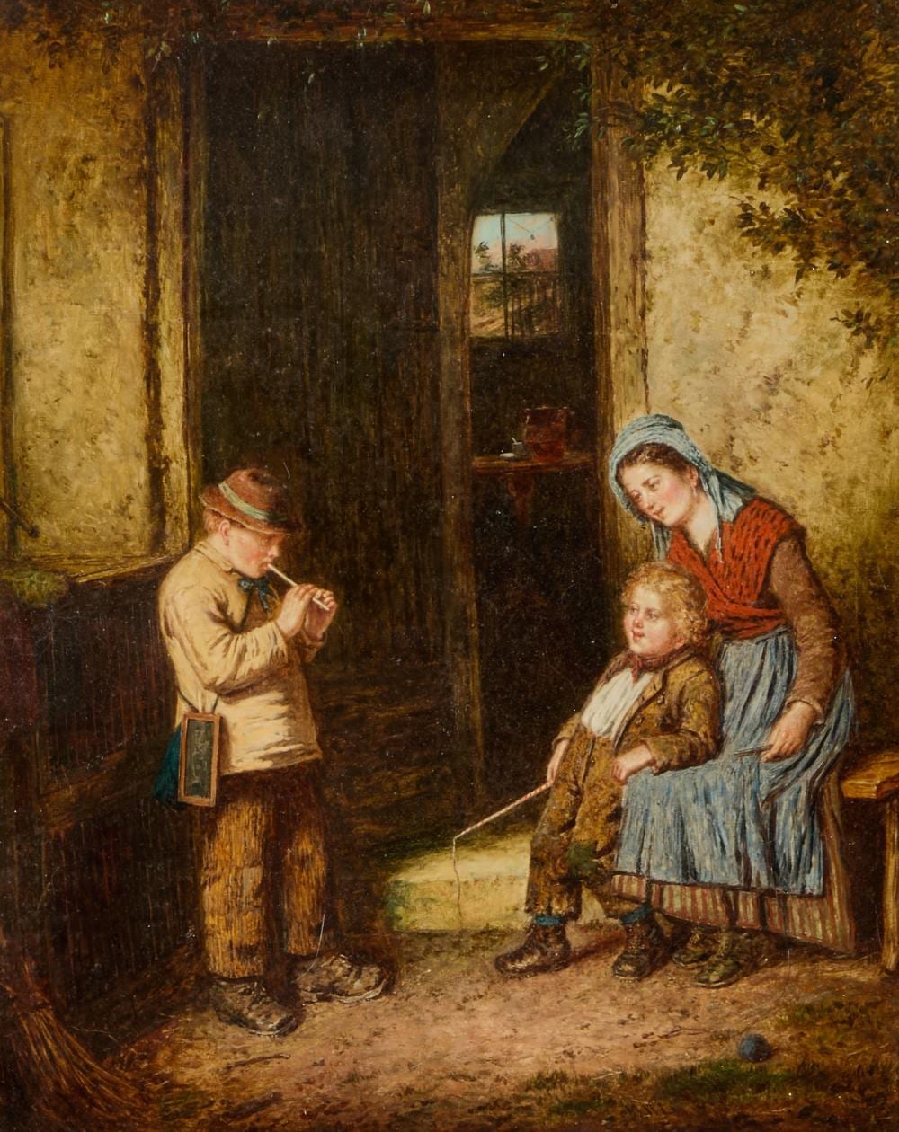 Mark William Langlois comparable auction result: mark william langlois 1848 1924 at the cottage door