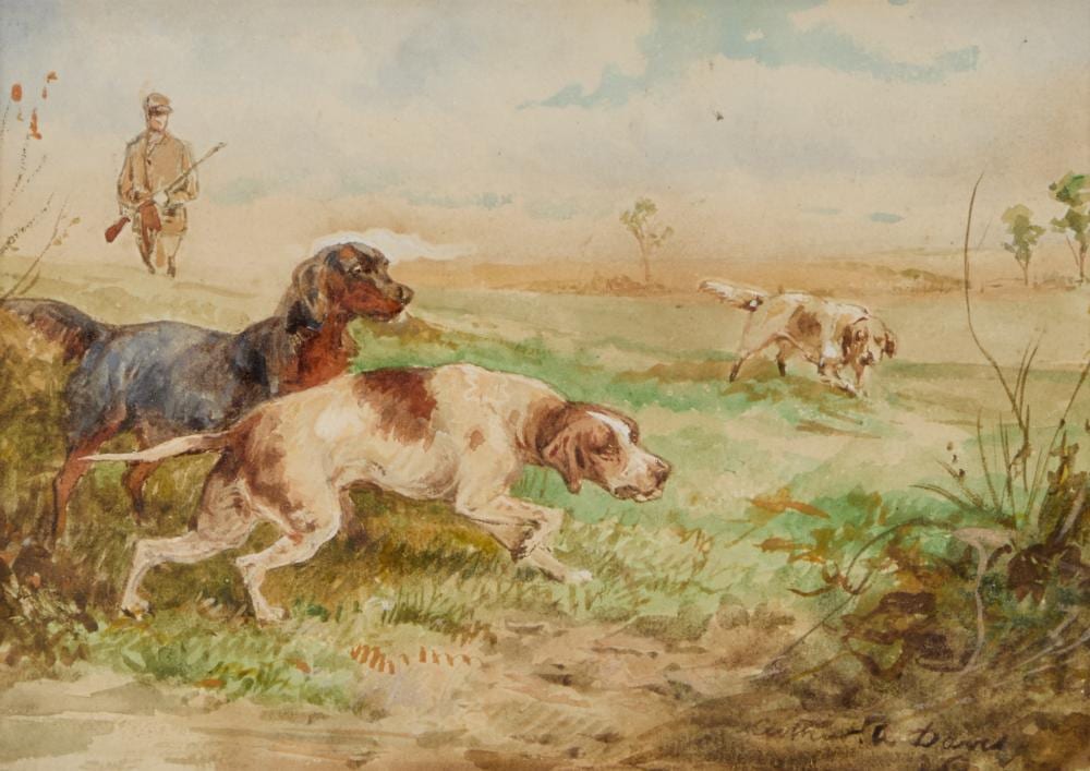 Arthur Alfred Davis comparable auction result: arthur alfred davis 1824 1893 hounds on a shoot