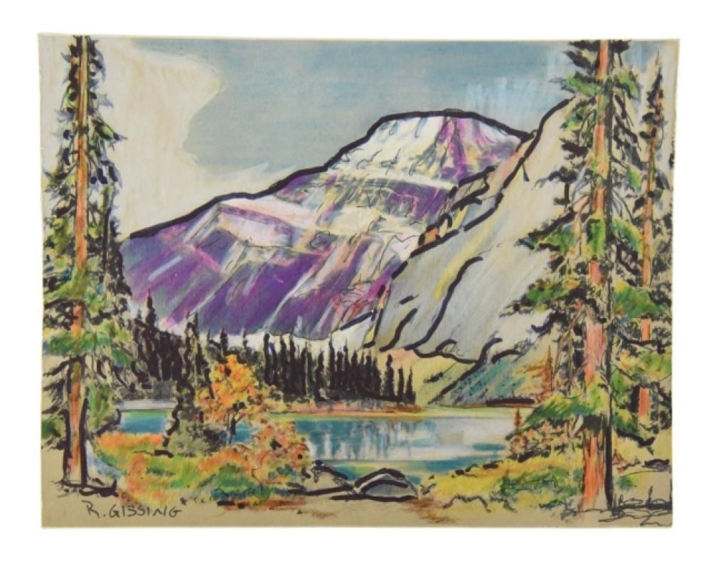 Roland Gissing comparable auction result: roland gissing signed watercolor painting mountain